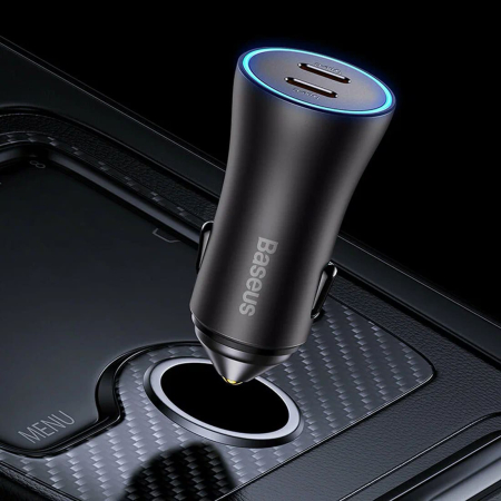 Автомобильное зарядное устройство Baseus Golden Contactor Pro Dual Fast Charger Car Charger C+C 40 Вт (CGJP000013) Dark Gray Автомобильное зарядное устройство Baseus Golden Contactor Pro Dual Fast Charger Car Charger C+C 40 Вт (CGJP000013) Dark Gray