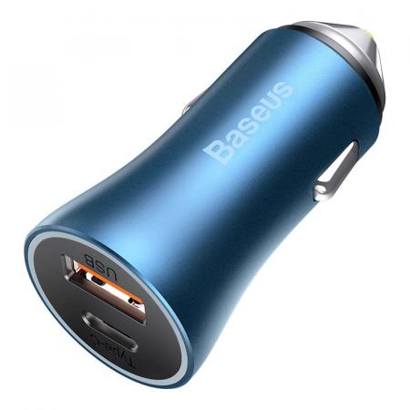 Автомобильное зарядное устройство Baseus Golden Contactor Pro Dual Quick Charger Car Charger U+C 40W (CCJD-03) Синий Автомобильное зарядное устройство Baseus Golden Contactor Pro Dual Quick Charger Car Charger U+C 40W (CCJD-03) Синий