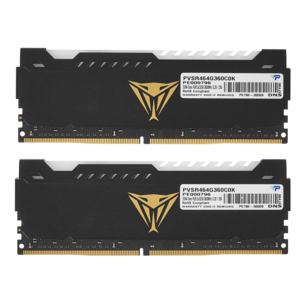 Оперативная память Patriot Viper Steel RGB (PVSR464G360C0K) DDR4 64GB 3600MHz CL20 DIMM 2x32 RGB