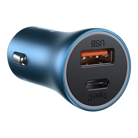 Автомобильное зарядное устройство Baseus Golden Contactor Pro Dual, USB+USB-C, 3A (CCJDZ-C) Синий Автомобильное зарядное устройство Baseus Golden Contactor Pro Dual, USB+USB-C, 3A (CCJDZ-C) Синий