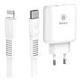 Сетевое зарядное устройство USB-C с USB Type-C Кабелем Baseus (2 USB) Quick Charge 32W 5V/9V/12V Bojure Series разъем Lightning (TZTUN-BJ02) Белый Сетевое зарядное устройство USB-C с USB Type-C Кабелем Baseus (2 USB) Quick Charge 32W 5V/9V/12V Bojure Series разъем Lightning (TZTUN-BJ02) Белый