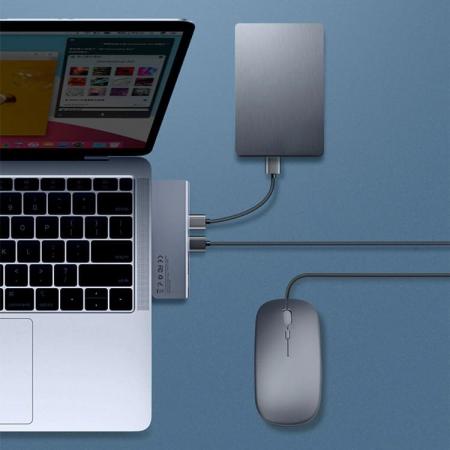 Переходник Baseus для MacBook HUB Harmonica 5в1 (PD/SD/TF/USB 3.0*2) (CAHUB-K0G) Deep Grey, темно-серый Переходник Baseus для MacBook HUB Harmonica 5в1 (PD/SD/TF/USB 3.0*2) (CAHUB-K0G) Deep Grey, темно-серый