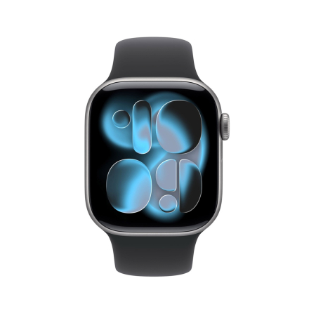 Apple Watch Series 11, 42 мм корпус из алюминия цвета «Space Gray», ремешок Sport Band размера S/M цвета «Black»