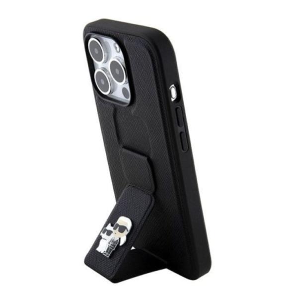 Чехол Karl Lagerfeld для iPhone 15 Pro Karl hc gripstand saffiano kc pins (KLHCP15LGSAKCPK) Черный