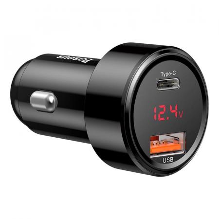 Автомобильное зарядное устройство Baseus 2 USB Quick Charger 45W (USB-C+USB) (CCMLC20C-01) Черный Автомобильное зарядное устройство Baseus 2 USB Quick Charger 45W (USB-C+USB) (CCMLC20C-01) Черный