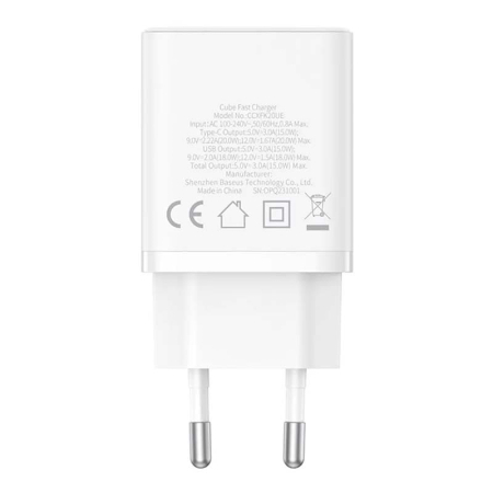 Зарядное устройство Baseus Cube Fast Charger C+U 20 Вт EU Moon (P10111403213-00) Белый Зарядное устройство Baseus Cube Fast Charger C+U 20 Вт EU Moon (P10111403213-00) Белый