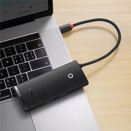 Хаб Baseus Lite Series 6-Port Type-C HUB Docking Station (Type-C to HDMI+USB3.0x2+PD+SD/TF) (WKQX050101) Черный Хаб Baseus Lite Series 6-Port Type-C HUB Docking Station (Type-C to HDMI+USB3.0x2+PD+SD/TF) (WKQX050101) Черный