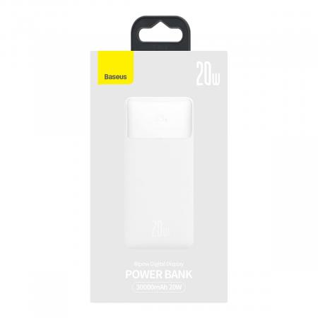 Внешний аккумулятор Baseus Bipow Digital Display Power Bank 30000mAh 20W PPDML-N02 (PPBD30K) Белый Внешний аккумулятор Baseus Bipow Digital Display Power Bank 30000mAh 20W PPDML-N02 (PPBD30K) Белый