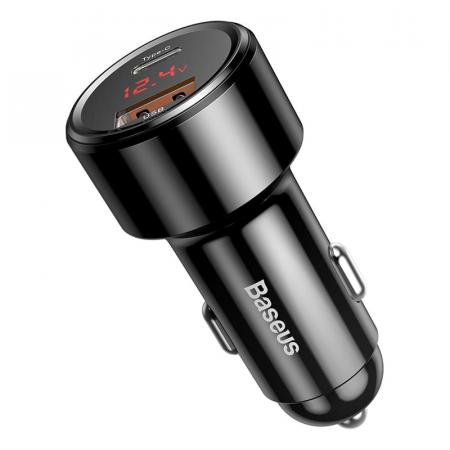 Автомобильное зарядное устройство Baseus 2 USB Quick Charger 45W (USB-C+USB) (CCMLC20C-01) Черный Автомобильное зарядное устройство Baseus 2 USB Quick Charger 45W (USB-C+USB) (CCMLC20C-01) Черный