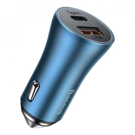 Автомобильное зарядное устройство Baseus Golden Contactor Pro Dual, USB+USB-C, 3A (CCJDZ-C) Синий Автомобильное зарядное устройство Baseus Golden Contactor Pro Dual, USB+USB-C, 3A (CCJDZ-C) Синий
