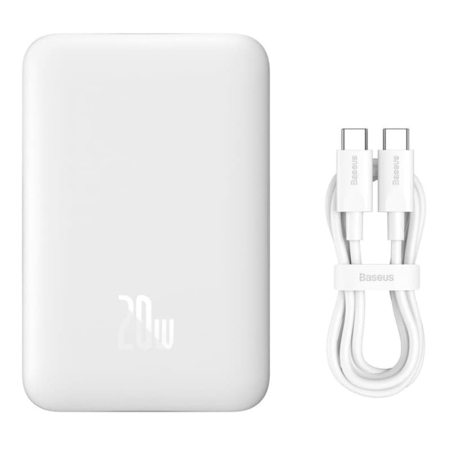 Внешний аккумулятор Baseus Magnetic Mini Wireless Fast Charge Overseas Editionc power bank с поддержкой беспроводной зарядки 6000mAh 20W (PPCX100502) Белый Внешний аккумулятор Baseus Magnetic Mini Wireless Fast Charge Overseas Editionc power bank с поддержкой беспроводной зарядки 6000mAh 20W (PPCX100502) Белый