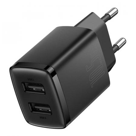 Сетевое зарядное устройство Baseus Compact Charger 2U 10,5 Вт CCXJ010201 (CCCP10UE) Черный Сетевое зарядное устройство Baseus Compact Charger 2U 10,5 Вт CCXJ010201 (CCCP10UE) Черный